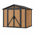 Abri de jardin 200 x 150 x 200 cm panneaux effet bois marron structure métallique noire avec portes doubles contemporain