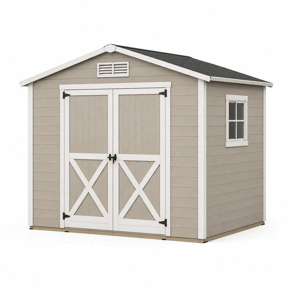 Abri de jardin 300 x 240 x 240 cm en résine beige et blanc à double porte - rangement extérieur
