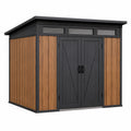 Abri de jardin 200 x 150 x 210 cm en bois et acier marron noir à double porte ventilé