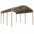 Abri voiture 600 x 300 x 270 cm en acier gris taupe à toit arrondi pour extérieur