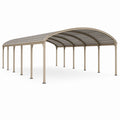 Abri voiture 600 x 300 x 280 cm en métal beige avec toit arqué transparent pour extérieur