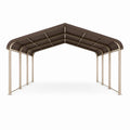 Abri voiture 610 x 300 x 250 cm en métal beige et marron à toiture ondulée pour extérieur