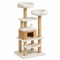 Arbre à chat 60 x 60 x 150 cm en bois beige avec griffoirs et niches
