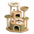 Arbre à chat 90 x 60 x 160 cm en bois beige et vert avec griffoirs et niches