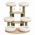Arbre à chat 120 x 60 x 170 cm en bois sisal beige vert avec plateformes de repos et griffoirs