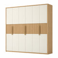 Armoire 6 portes 240 x 60 x 220 cm en panneaux de bois crème chêne clair style contemporain