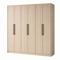 Armoire 240 x 60 x 200 cm décor chêne clair à 6 portes style contemporain