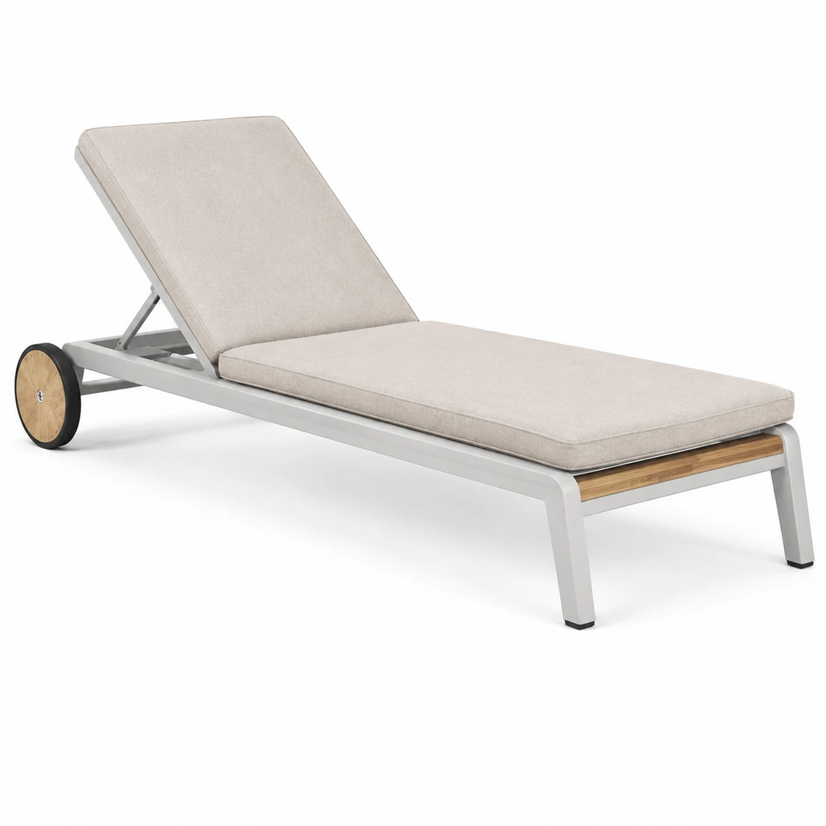Bain de soleil 200 x 70 x 35 cm en aluminium beige avec dossier réglable pour extérieur