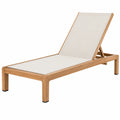 Bain de soleil 200 x 70 cm en bois beige inclinable pour extérieur
