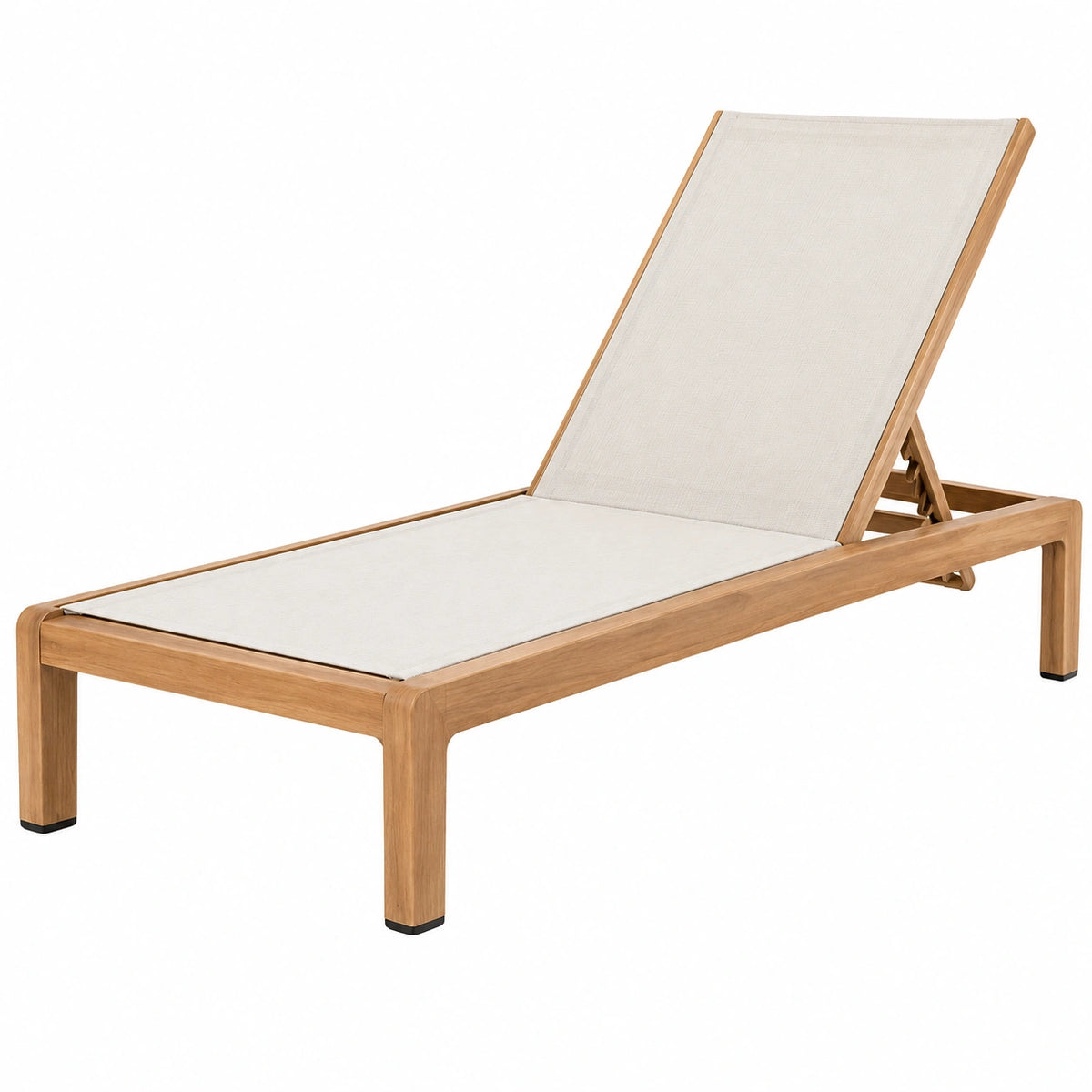 Bain de soleil 200 x 70 cm en bois beige inclinable pour extérieur