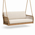 Balancelle suspendue 140 x 70 cm en fibres tressées beige pour terrasse style naturel