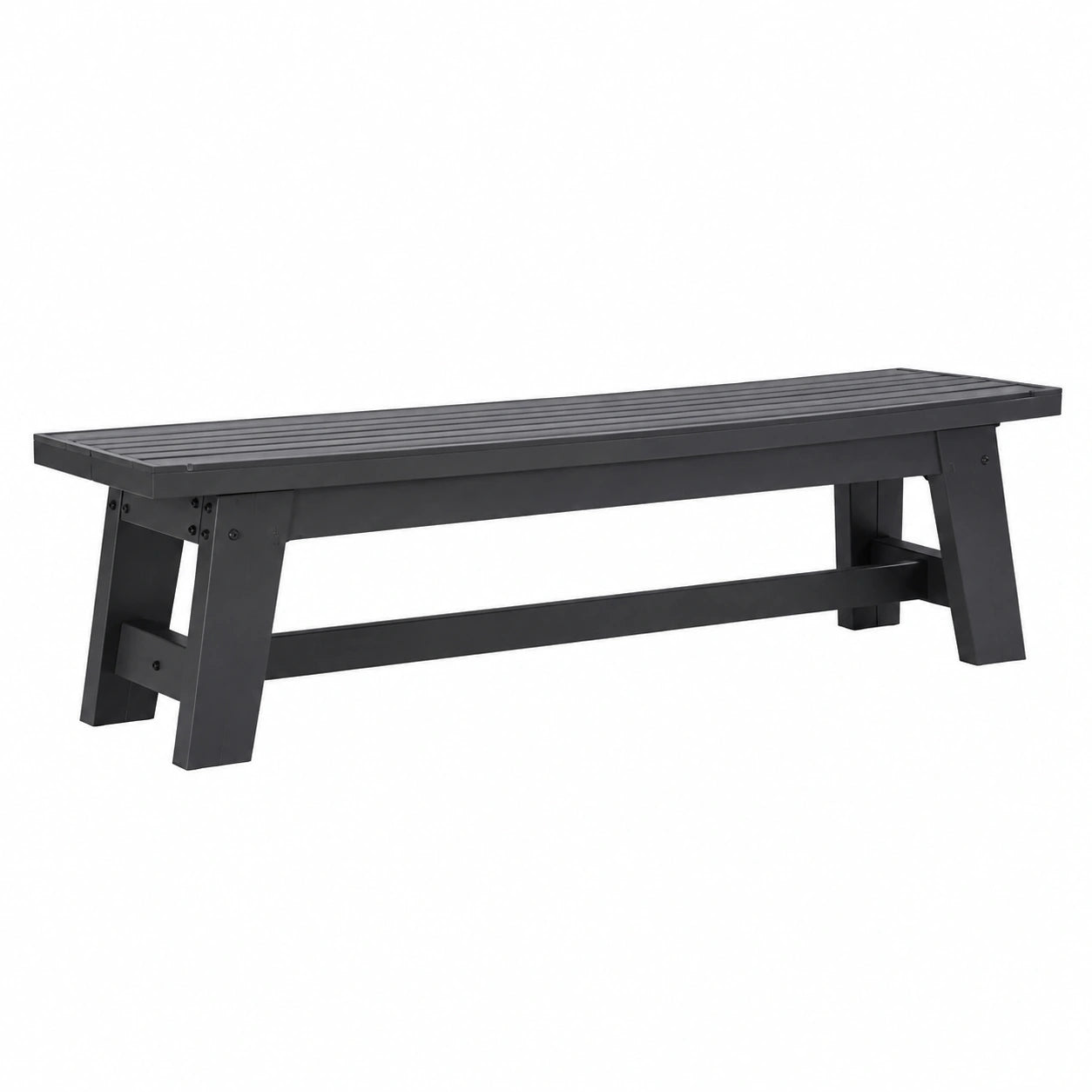 Banc de jardin 180 cm en métal noir à lattes style industriel