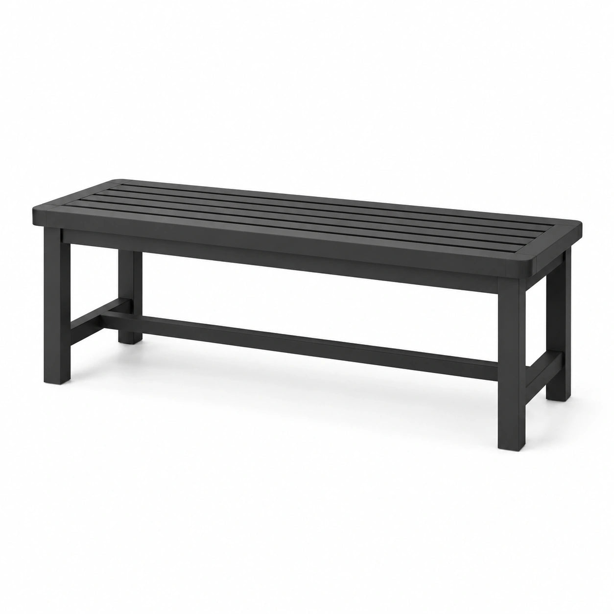 Banc de jardin 120 x 40 x 45 cm en métal noir à lattes style contemporain
