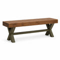 Banc 180 cm en bois marron style rustique pour salle à manger